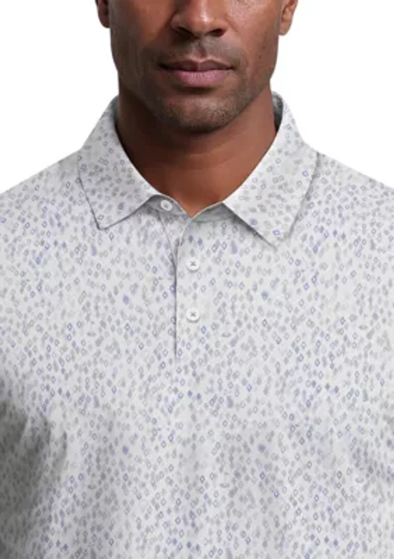 All-Over Golf Confetti Print Short Sleeve Polo Shirt