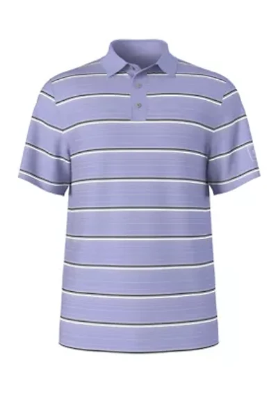 All Over Micro Geo Stripe Print Short Sleeve Golf Polo