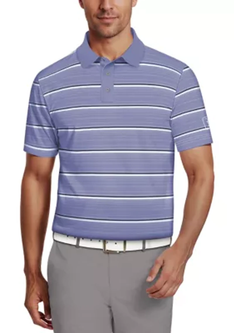All Over Micro Geo Stripe Print Short Sleeve Golf Polo