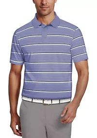 All Over Micro Geo Stripe Print Short Sleeve Golf Polo