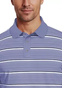 All Over Micro Geo Stripe Print Short Sleeve Golf Polo