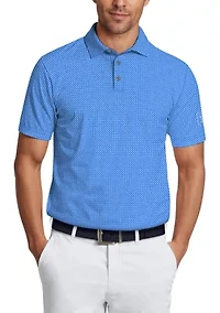 Micro Geo Print Short Sleeve Golf Polo Shirt