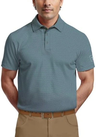 Micro Geo Print Short Sleeve Golf Polo Shirt