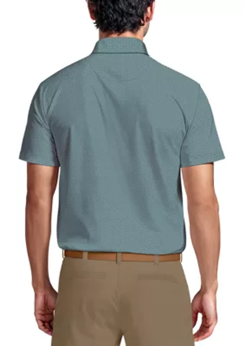 Micro Geo Print Short Sleeve Golf Polo Shirt
