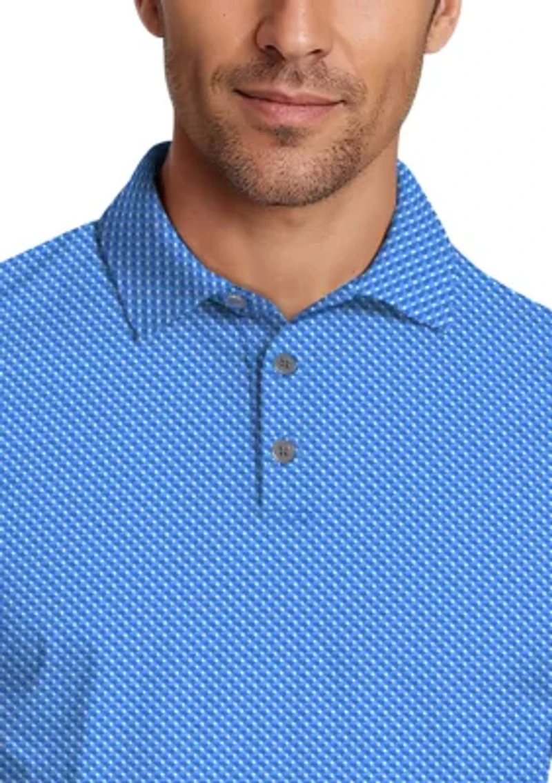 Micro Geo Print Short Sleeve Golf Polo Shirt