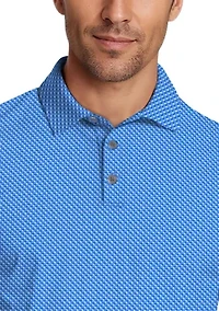 Micro Geo Print Short Sleeve Golf Polo Shirt