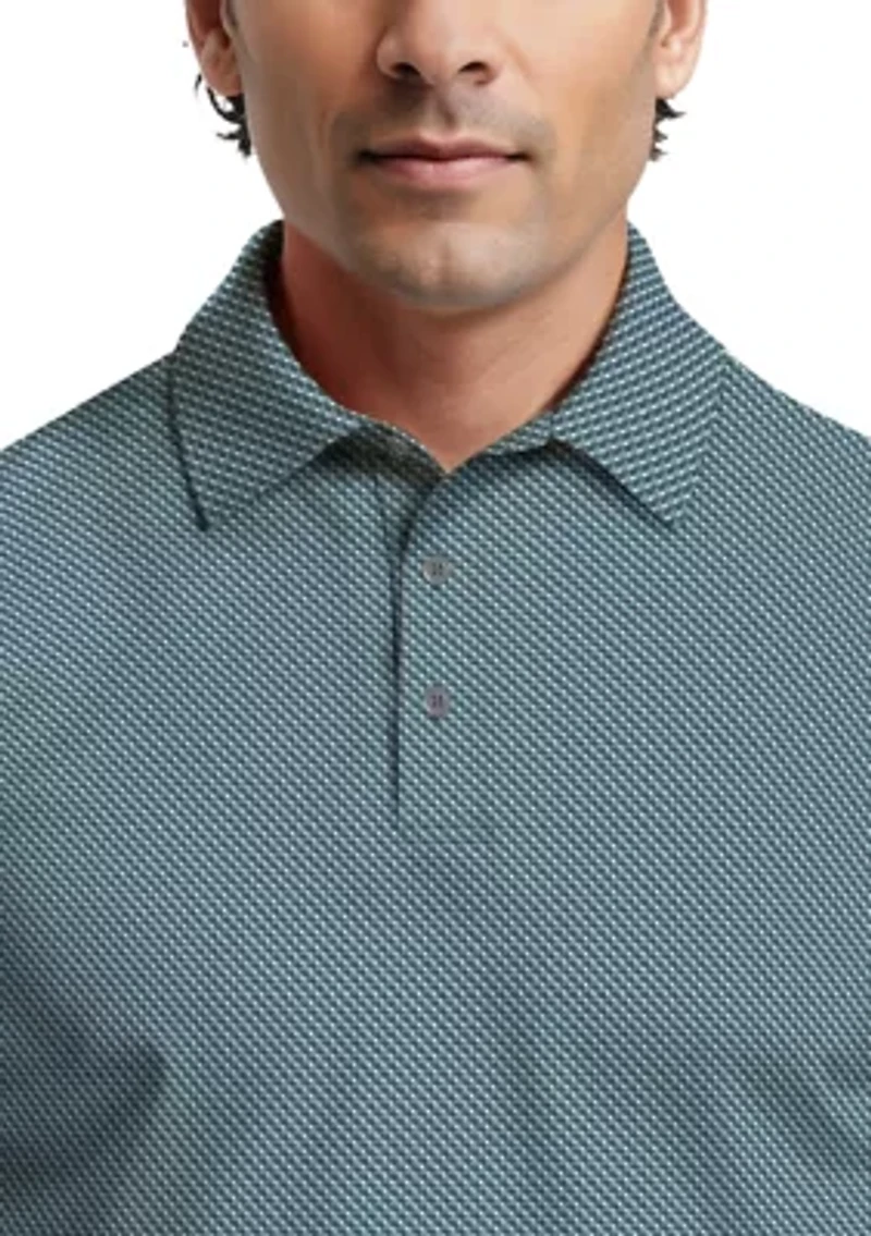 Micro Geo Print Short Sleeve Golf Polo Shirt