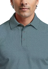 Micro Geo Print Short Sleeve Golf Polo Shirt