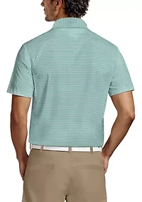 Heather Feeder Stripe Short Sleeve Golf Polo Shirt