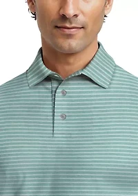 Heather Feeder Stripe Short Sleeve Golf Polo Shirt