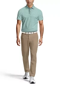 Heather Feeder Stripe Short Sleeve Golf Polo Shirt