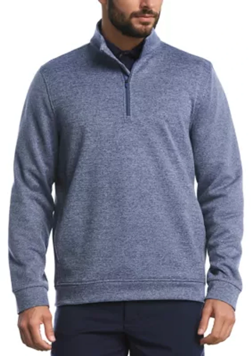 Men's Mini Argyle Quilted Knit 1/4 Zip Long Sleeve Golf Base Layer Pullover