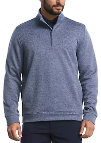 Men's Mini Argyle Quilted Knit 1/4 Zip Long Sleeve Golf Base Layer Pullover