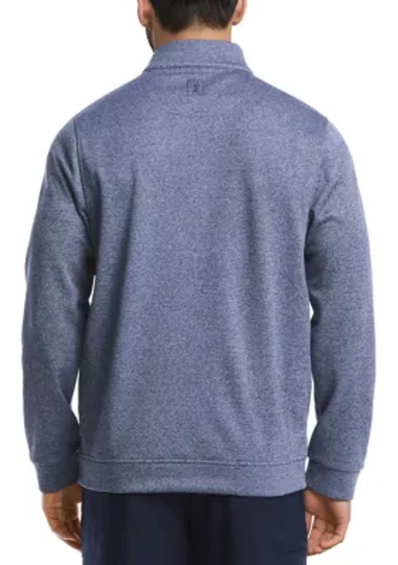 Men's Mini Argyle Quilted Knit 1/4 Zip Long Sleeve Golf Base Layer Pullover