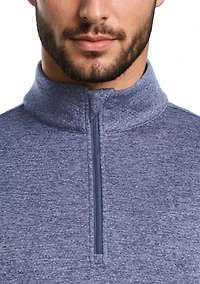 Men's Mini Argyle Quilted Knit 1/4 Zip Long Sleeve Golf Base Layer Pullover