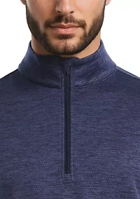 Men's Mini Argyle Quilted Knit 1/4 Zip Long Sleeve Golf Base Layer Pullover