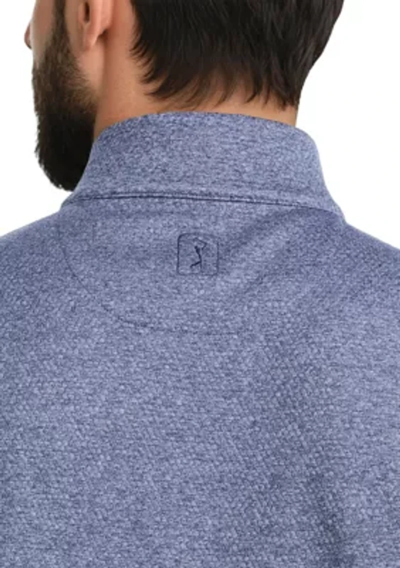 Men's Mini Argyle Quilted Knit 1/4 Zip Long Sleeve Golf Base Layer Pullover