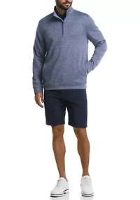 Men's Mini Argyle Quilted Knit 1/4 Zip Long Sleeve Golf Base Layer Pullover