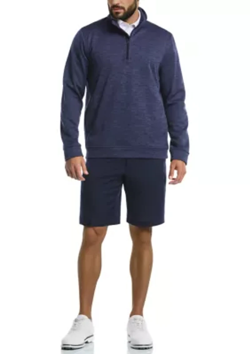 Men's Mini Argyle Quilted Knit 1/4 Zip Long Sleeve Golf Base Layer Pullover