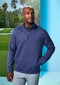 Men's Mini Argyle Quilted Knit 1/4 Zip Long Sleeve Golf Base Layer Pullover