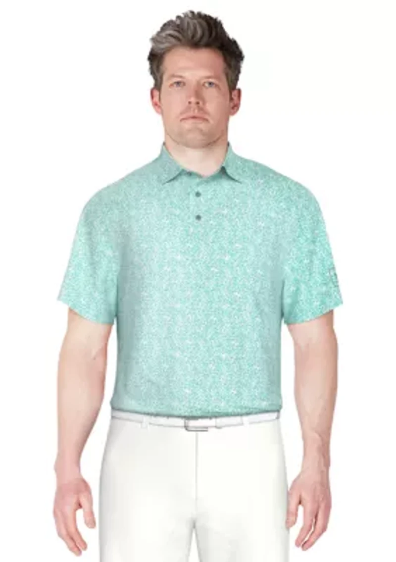 Men's Short Sleeve Stretch Performance Confetti Geometric Print Polo Shirt