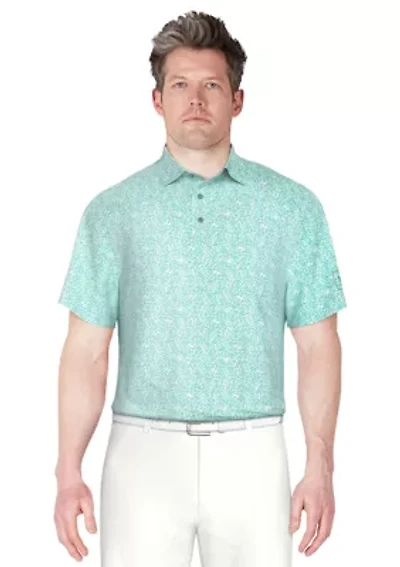 Men's Short Sleeve Stretch Performance Confetti Geometric Print Polo Shirt