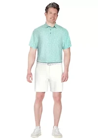 Men's Short Sleeve Stretch Performance Confetti Geometric Print Polo Shirt