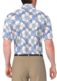 Men's Short Sleeve Hibiscus Print Golf Polo