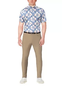 Men's Short Sleeve Hibiscus Print Golf Polo