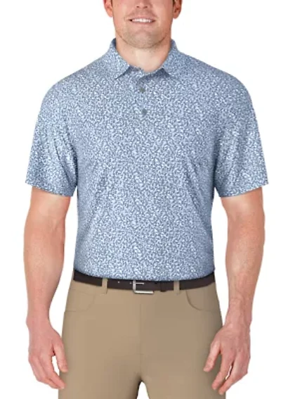 Men's Abstract Golf Flag Print Short Sleeve Polo Shirt