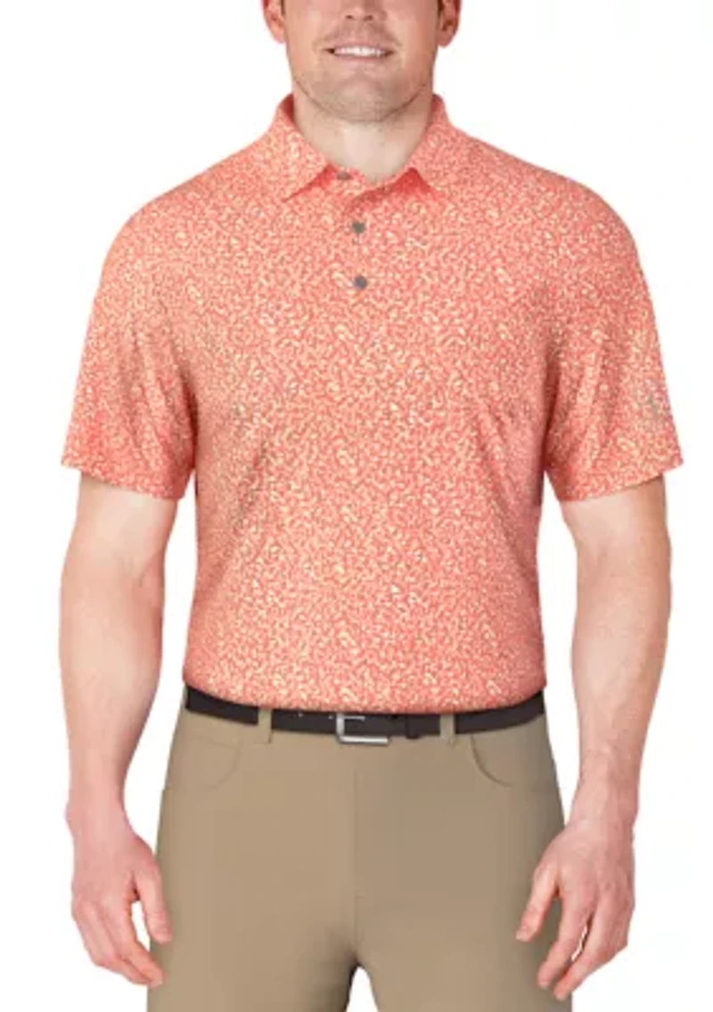 Men's Abstract Golf Flag Print Short Sleeve Polo Shirt