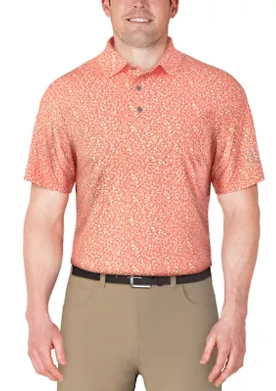 Men's Abstract Golf Flag Print Short Sleeve Polo Shirt