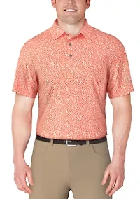 Men's Abstract Golf Flag Print Short Sleeve Polo Shirt