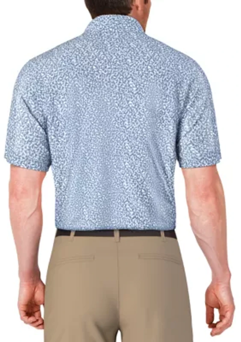 Men's Abstract Golf Flag Print Short Sleeve Polo Shirt
