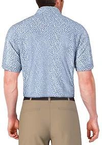 Men's Abstract Golf Flag Print Short Sleeve Polo Shirt