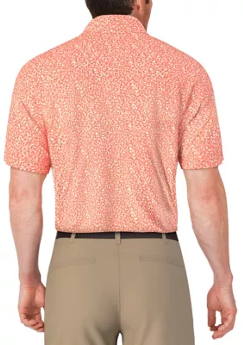 Men's Abstract Golf Flag Print Short Sleeve Polo Shirt