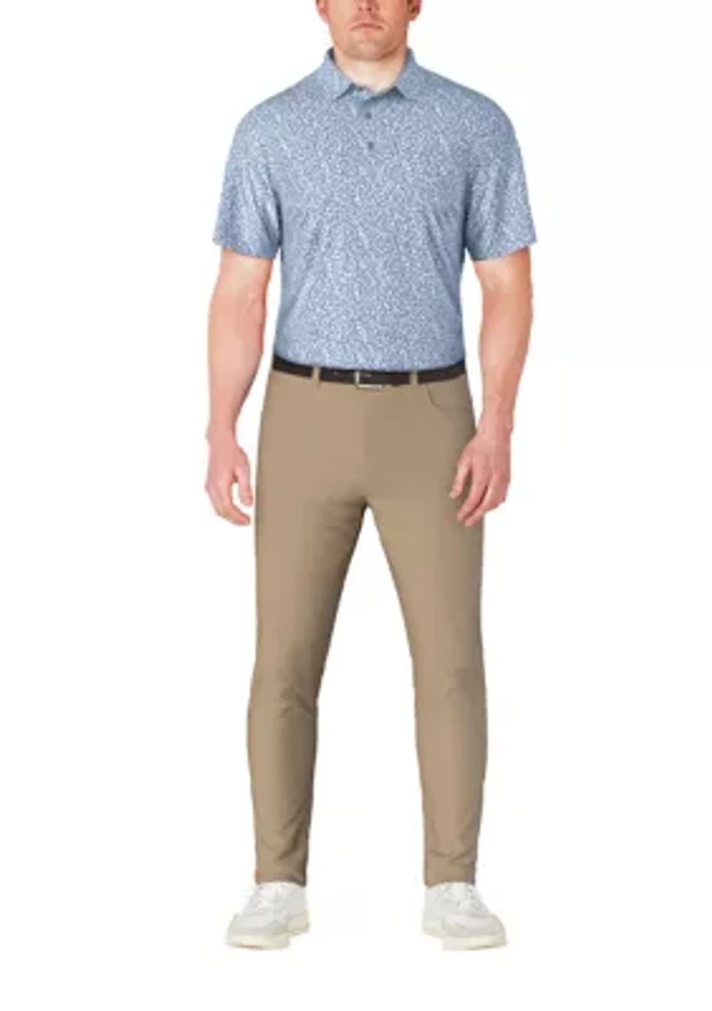 Men's Abstract Golf Flag Print Short Sleeve Polo Shirt