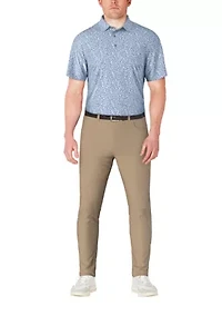 Men's Abstract Golf Flag Print Short Sleeve Polo Shirt