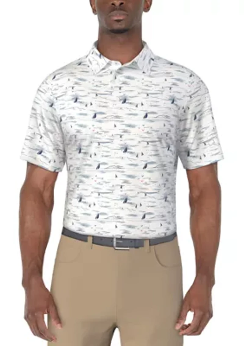 Men's Nautical Print Golf Polo Shirt