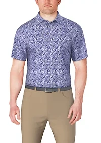 Men's Botanical Print Short Sleeve Golf Polo Shirt