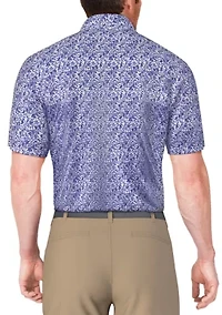Men's Botanical Print Short Sleeve Golf Polo Shirt