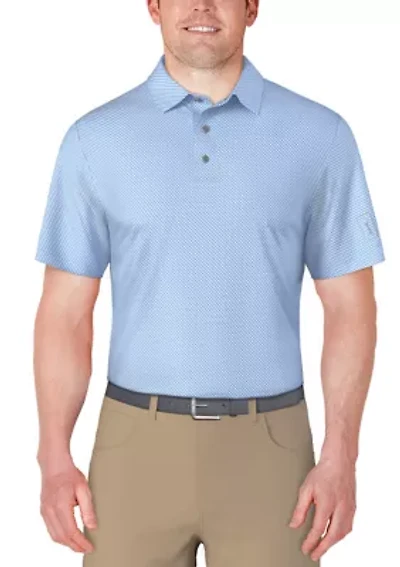 Men's Short Sleeve Geometric Printed Golf Polo Shirt