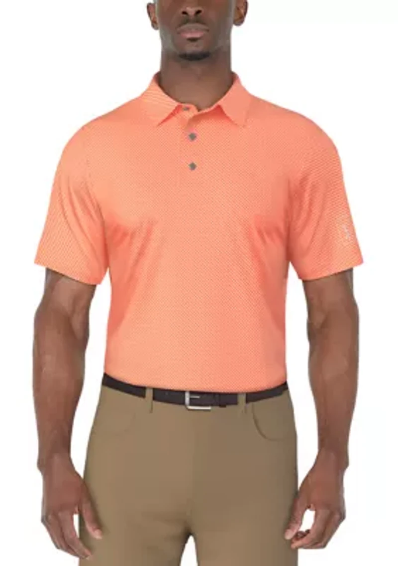Men's Short Sleeve Geometric Printed Golf Polo Shirt
