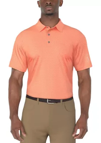 Men's Short Sleeve Geometric Printed Golf Polo Shirt