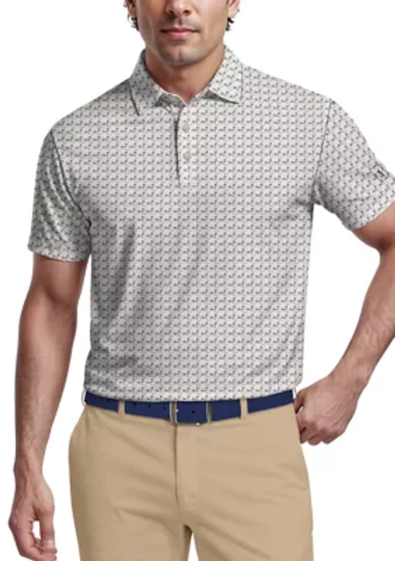 Men's Geometric Cocktail Print Short Sleeve Golf Polo Shirt