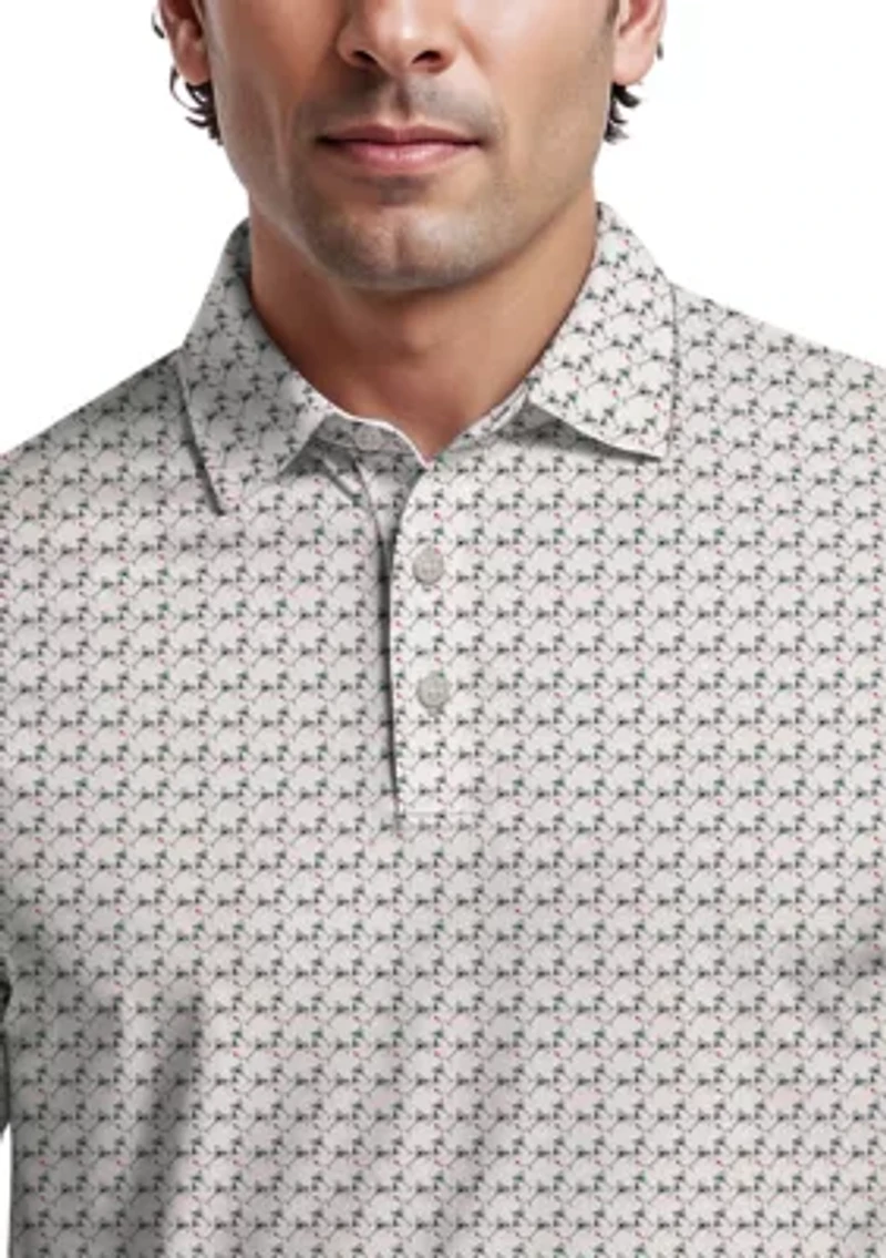 Men's Geometric Cocktail Print Short Sleeve Golf Polo Shirt