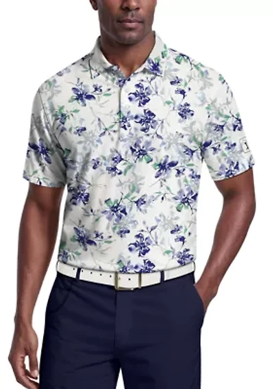 Men's All Over Tie Dye Floral Print Short Sleeve Golf Polo Shirt