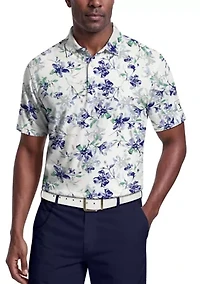 Men's All Over Tie Dye Floral Print Short Sleeve Golf Polo Shirt