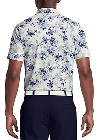 Men's All Over Tie Dye Floral Print Short Sleeve Golf Polo Shirt