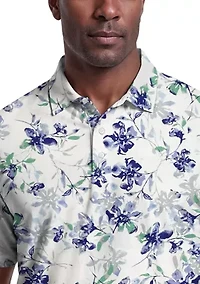 Men's All Over Tie Dye Floral Print Short Sleeve Golf Polo Shirt